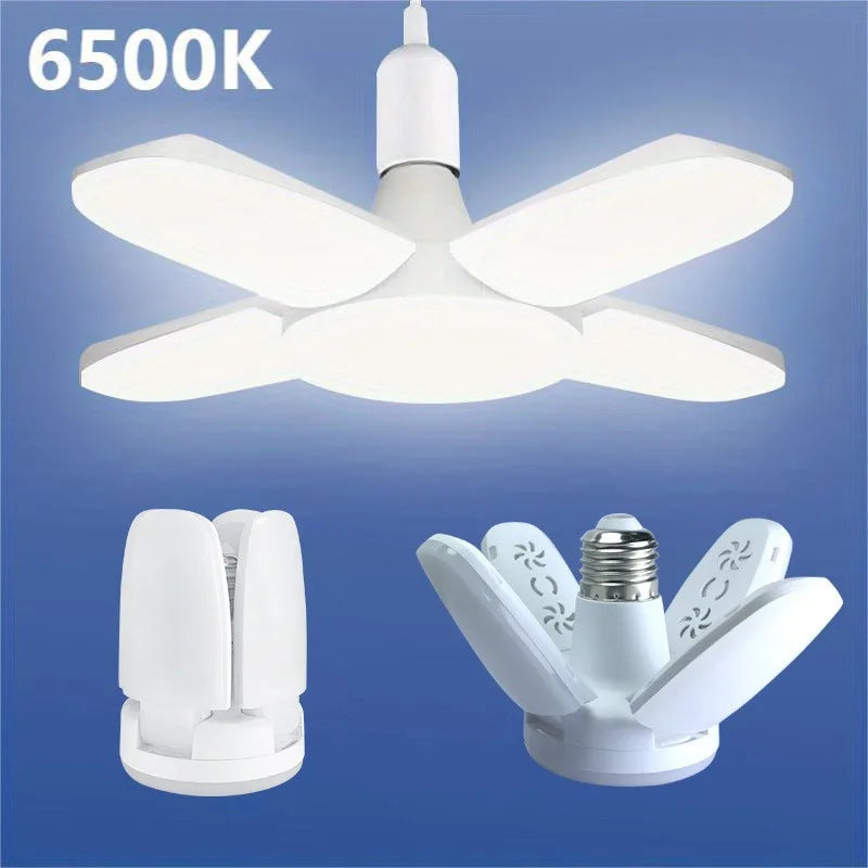 Lâmpada LED dobrável E27 de 28 W com ventilador