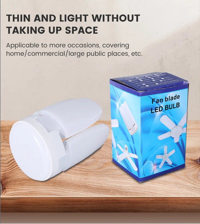 Lâmpada LED dobrável E27 de 28 W com ventilador