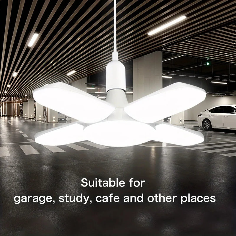 Lâmpada LED dobrável E27 de 28 W com ventilador