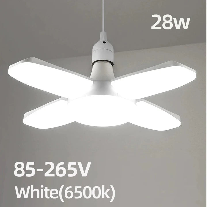 Lâmpada LED dobrável E27 de 28 W com ventilador