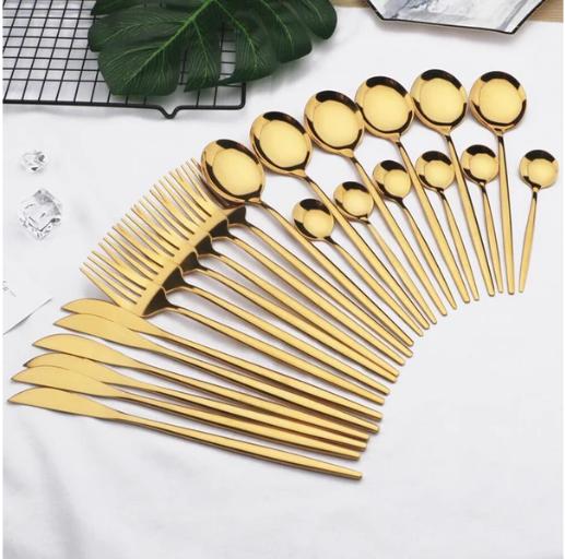 Jogo de Talheres Inox 24 Peças Premium